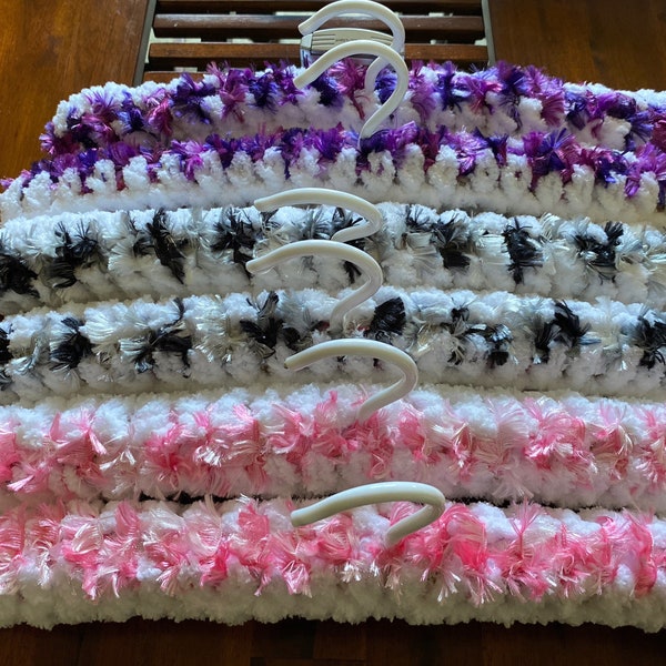 6 Hand Crocheted Padded Covered Coat Hangers
