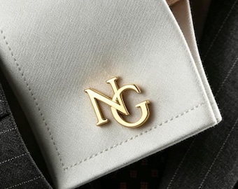 Personalized Initial Cufflinks for Groom Groomsmen: Custom Name Cufflinks, Handmade Jewelry Gift for Men
