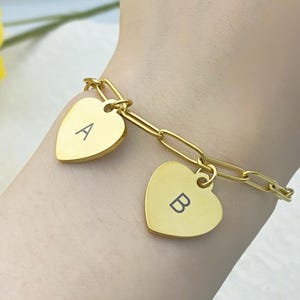 Name Bracelet with Paperclip Chain, Personalized Heart Bracelet with Name, Engraved Name Bracelet, Custom Bracelet Gift for Mom Grandma Wife