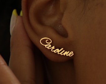 Custom Name Stud Earrings: Personalized Gold, Silver, Rose Gold
