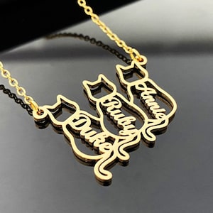 Personalized Cat Name Necklace, Cat Memorial Necklace, Custom Neckalce, Pet Name Necklace, Cat Silhouette Necklace,Cat Gifts For Cat Lovers