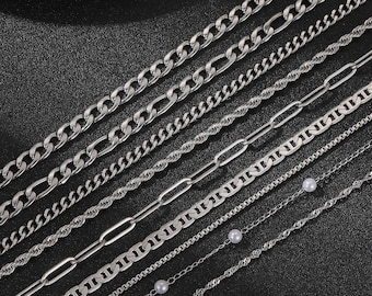 Personalized Chain Necklaces | Gold Silver Rose Gold | Statement Cuban Satellite Box Rope Twisted Singapore Hypoallergenic Waterproof Chain