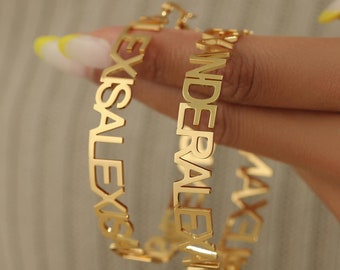 Custom Name Hoop Earrings: Minimalist Letter Hoops, Lightweight Earrings, Personalized Jewelry