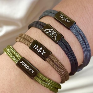 Mens Jewelry Bracelet, Personalized Sailing Rope Bracelet, Engraving Name Bracelet, Personalized Gift for Him Men Boyfriend Husband Dad