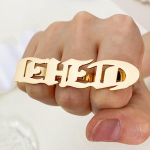 Men Women 2-4 Fingers Ring, Custom Name Ring, Personalised Hip Hop Ring, Gold Nameplate Ring, Minimalist Ring, Personalized Jewelry Gift