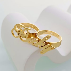 2-4 Fingers Ring, Custom Name Ring, Personalised Ring, Gold Nameplate Ring, Minimalist Ring, Personalized Name Jewelry, Women Name Ring Gift