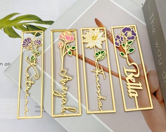 Birth Flower Name Bookmark, Dainty Flower Bookmark, Women Bookmark, Personalized Birthday Commemorative Gifts, Graduation Gift for Friends