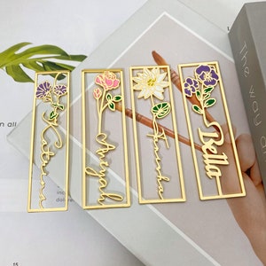 Birth Flower Name Bookmark, Dainty Flower Bookmark, Women Bookmark, Personalized Birthday Commemorative Gifts, Graduation Gift for Friends
