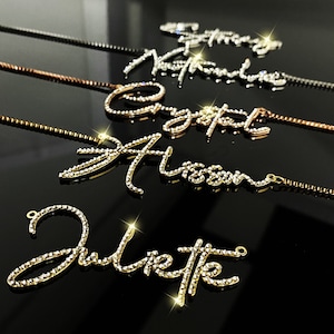 Diamond Name Necklace, Custom Name Necklace, Bling Nameplate Necklace, Personalized Necklace, Iced Out Jewelry, Personalized Gift for Mom