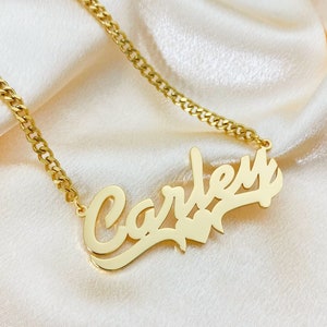 18K Gold Name Necklace, Custom Necklace, Cuban Name Necklace, Nameplate Necklace for Women Kids, Personalized Necklace, Custom Jewelry Gift