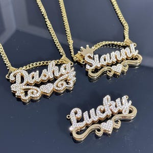 Custom Diamond Name Necklace: Double Plate Personalized Jewelry