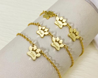 Pulsera personalizada con nombre y huella de pata: regalo conmemorativo para tu mascota