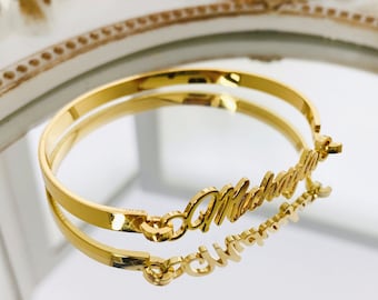 Personalized Name Bangle, Custom Bangle, Kids Women Name Bangle, Letter Bangle, Nameplate Bangle,Gold Name Bangle, Name Jewelry Gift For Her