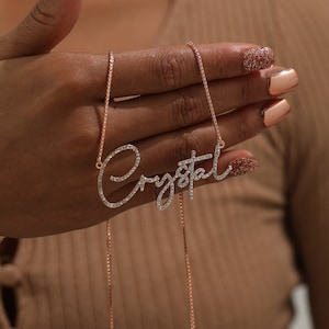 Diamond Name Necklace, Custom Name Necklace, Custom Name Diamond Necklace, Bling Name Necklace, Handmade Name Necklace, Christmas Gift