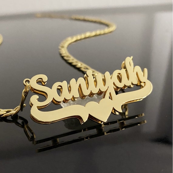 18K Gold Double Name Plate Necklace: Personalized Custom Jewelry