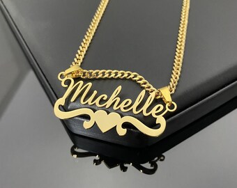 Dainty 18K Gold Filled Nameplate Necklace, Personalized Name  display picture 3