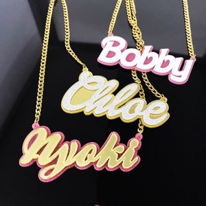 Bunter Acryl Namensanhänger: Benutzerdefinierte Bling Schmuck