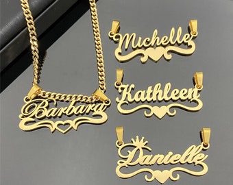 Dainty 18K Gold Filled Nameplate Necklace, Personalized Name Necklace