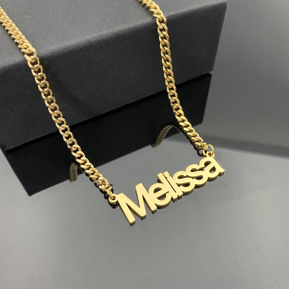 Custom Name Necklace 18k Gold, Nameplate Necklace, Personalized Necklace,  Cuban Necklace, Necklace for Men Women, Personalized Gift for Her