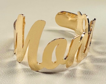 Name Bangle Bracelet, Custom Bangle, Big Nameplate Bangle For Women Men, Gold Name Bangle, Hip- Hop Jewelry, Personalized Cuff Bracelet Gift