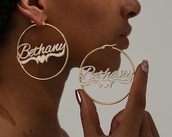 Custom Name Hoop Earrings: Personalized Bling Jewelry
