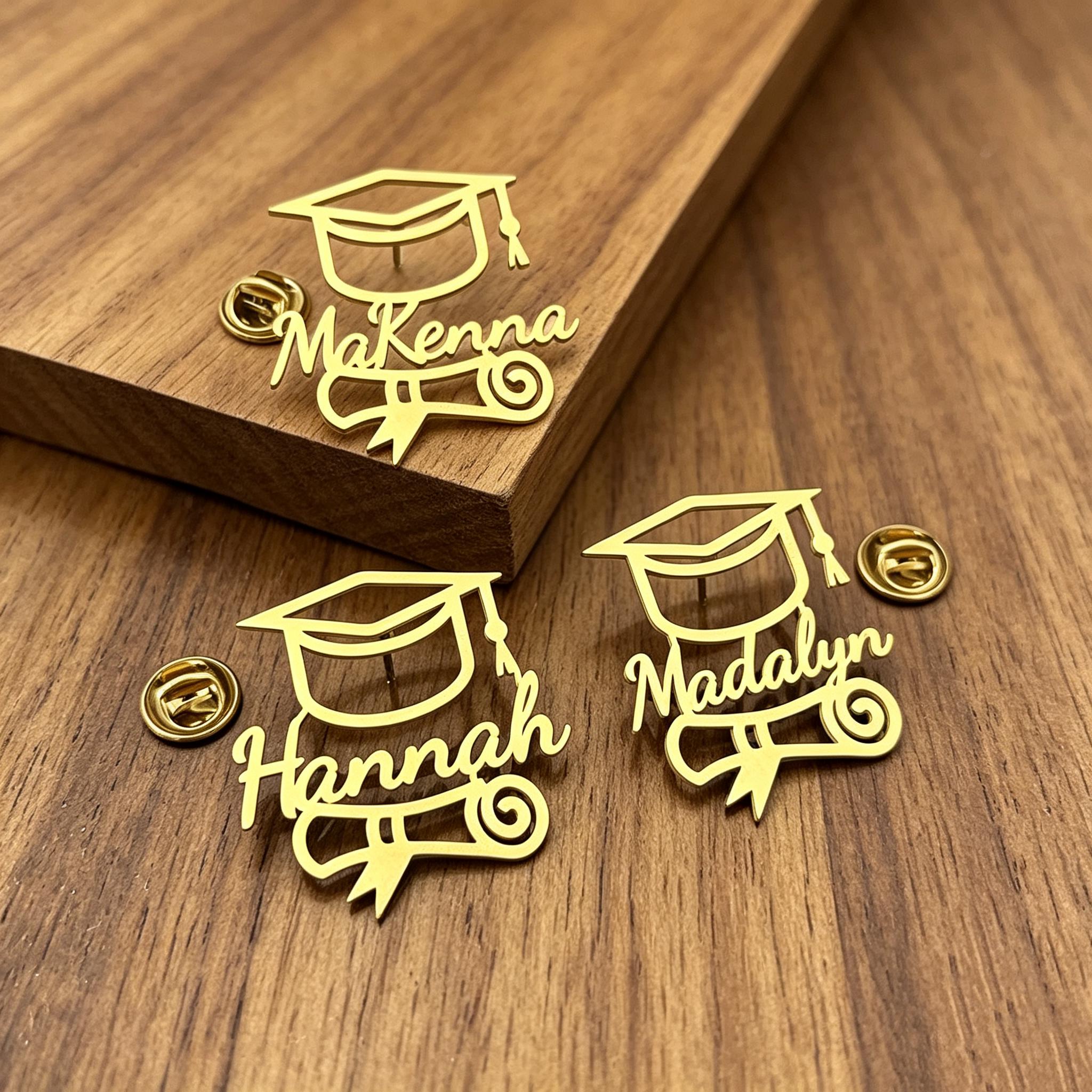 Graduation Brooches Personalized Name Graduation Brooch: Custom Logo, Nameplate Lapel Pin ...