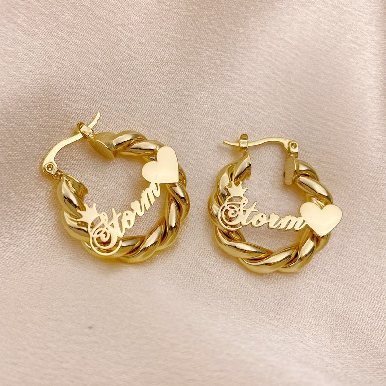 Kids Name Earrings Hoop, Custom Name Earrings, Gold Name Hoops, Mini