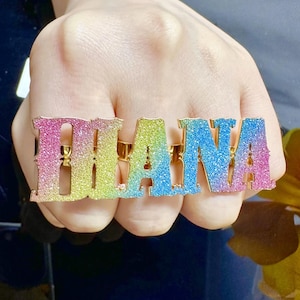 Women & Men Nameplate Ring, Personalized Name Ring, Custom 2-4 Fingers Ring, Personalized Name Jewelry Gifts, Gift for Dad, Gift for Her