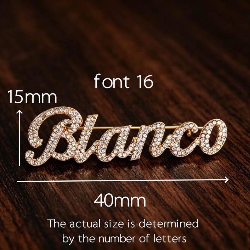 Script Brooch Custom Bling Name Lapel Pin: Personalised Script Nameplate Brooch ...