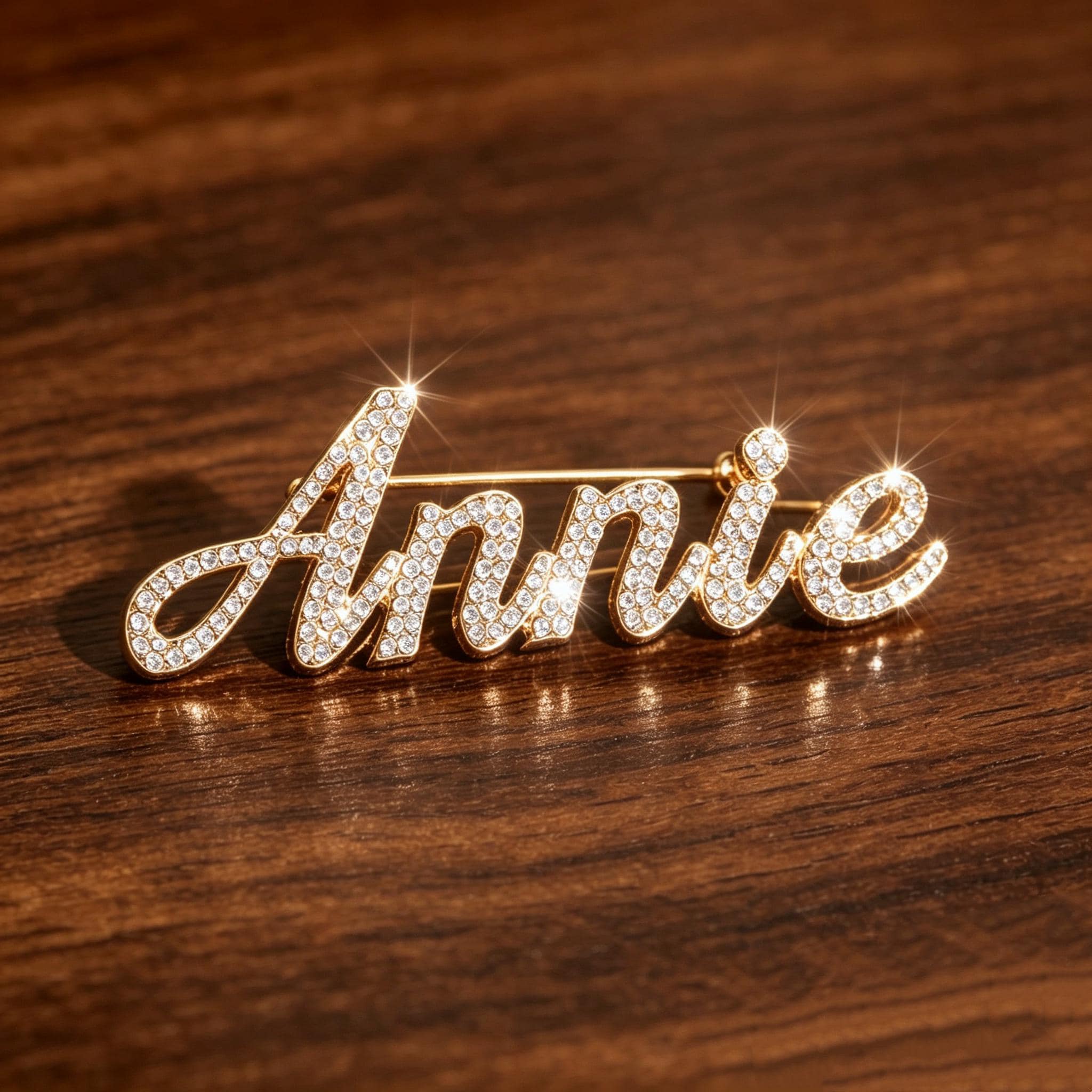 Script Brooch Personalized Bling Name Brooch: Custom Script Nameplate Jewelry, Gold ...