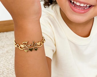 Kids Baby Bangle 18K Gold: Personalized Nameplate Bracelet, Dainty Bracelet, Jewelry Gift for Mother