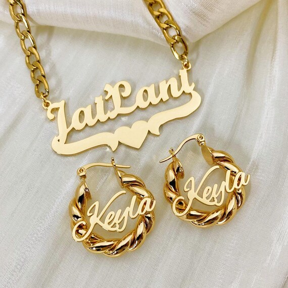 1 Year Old Baby Jewelry Set Custom Kids Jewelry personalized Neckalce custom Name Earrings name Hoop Earrings birthday Gift for Kid Toddler Etsy