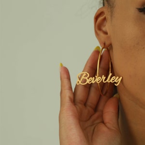 Custom Name Hoop Earrings: Personalized Gold, Silver, Rose Gold