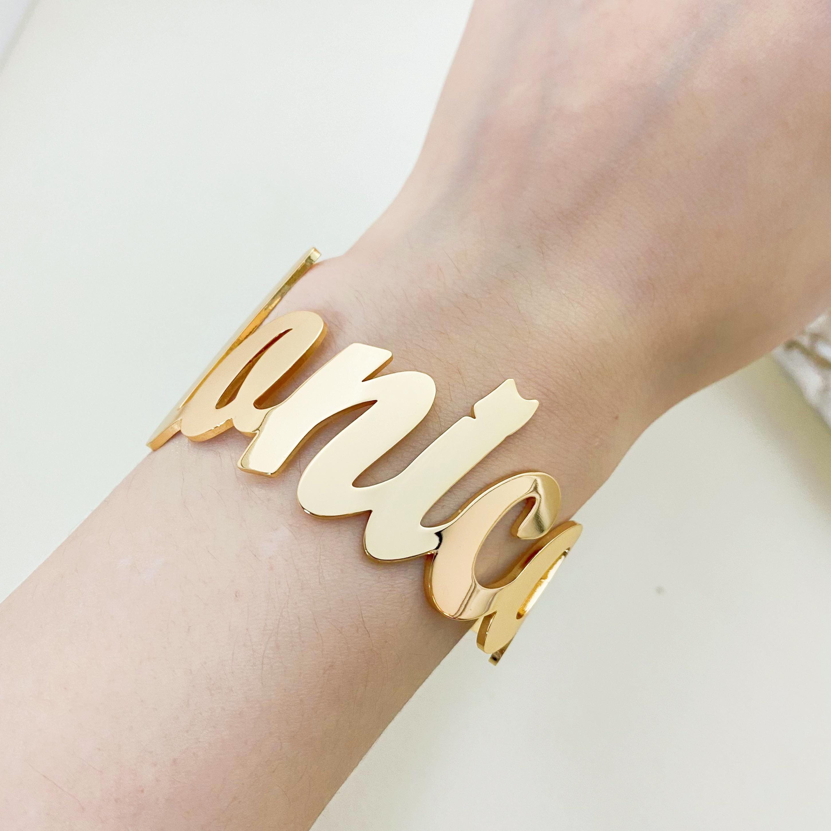 Custom Name Bangle: 18K Gold Personalized Cuff Bracelet - Etsy