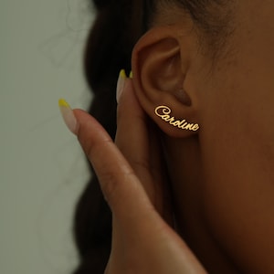 Custom Name Earrings, Personalized Earrings, Stud Name Earrings, Minimalist Name stud, Women Gold Name Earrings, Dainty Earrings Studs, Gift