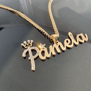 Diamond Crown Necklace, Custom Diamond Name Necklace, Bling Name Necklace, Crystal Name Necklace, Iced Out Jewelry, Birthday gifts for Her image 7