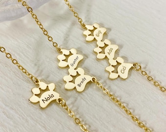 Personalized Paw Print Necklace: Engraved Pet Name, Animal Lover Gift
