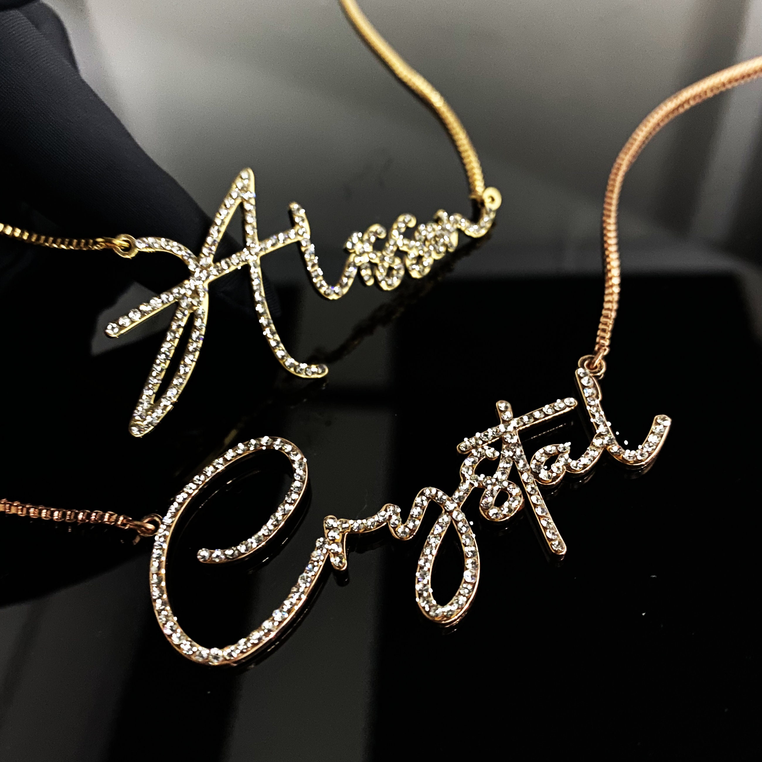 Dainty Diamond Name Necklace: Custom Bling Nameplate, Personalized ...