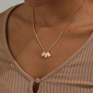 Personalized Gold Initial Tag Necklace: Dainty Box Chain Name Necklace