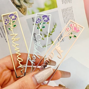 Custom Birth Flower Bookmark,  Colorful Birthday Flower Bookmarks, Name Bookmark, Personalized Bookmark, Women Birthday Commemorative Gift