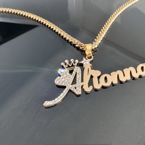 Diamond Crown Necklace, Custom Diamond Name Necklace, Bling Name Necklace, Crystal Name Necklace, Iced Out Jewelry, Birthday gifts for Her image 6