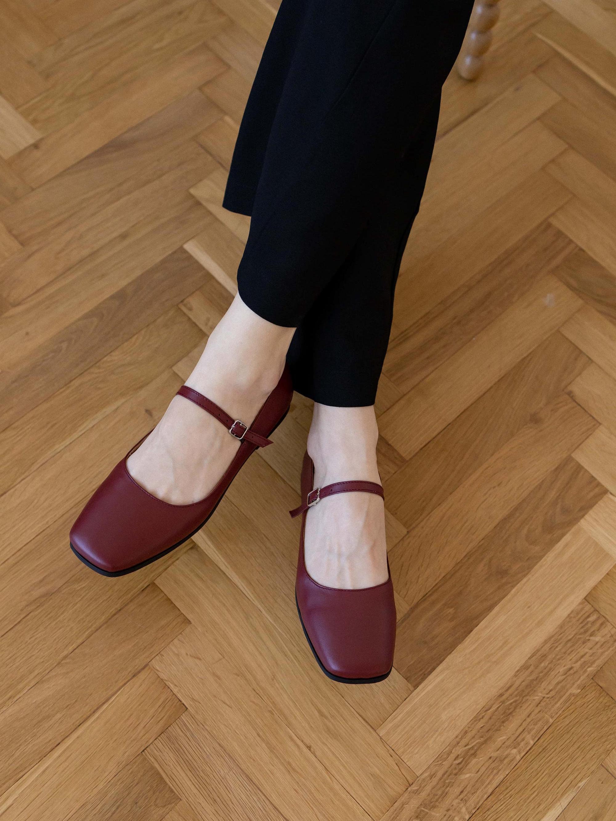 Burgundy Low Heels - Etsy