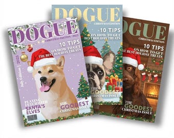 Custom Pet Magazine Cover  Personalized Dog & Cat Art Custom Pet Portrait From Photo Funny Pet Magazine Artwork