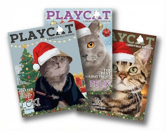 Personalized Pet Magazine Cover Poster, Custom Cat Portraits Custom Dog Portraits  Custom Pet Art Pet Drawing Poster