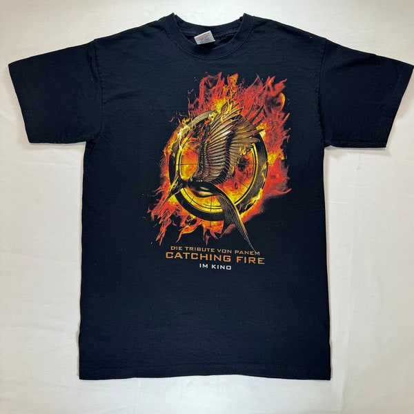 Vintage Hunger Games Catching Fire Movie Shirt Size Small Black No Holes/No Stains