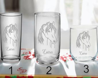 Personalisiertes Pferde-Trinkglas Für Kinder – Mit Gravur, 265 Ml, Spülmaschinenfest, Geschenk Für Pferdefans