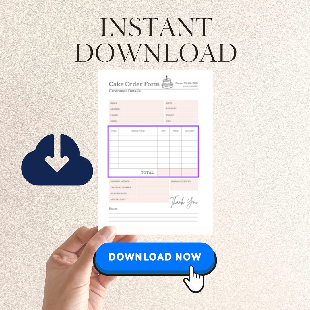 Cake Order Form Template Customizable and Printable: Easily Editable ...
