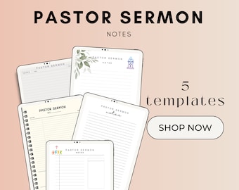 Pastor Sermon Notes - Journal Sermon Notes Template PRINTABLE PDF A4 Church Notes Outline, Digital Sermon Notes Preacher Notes Letter Size