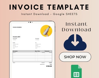Customizable Invoice Template for Small Businesses - Editable XLS Format, Easy Google Sheets Integration - Instant Download