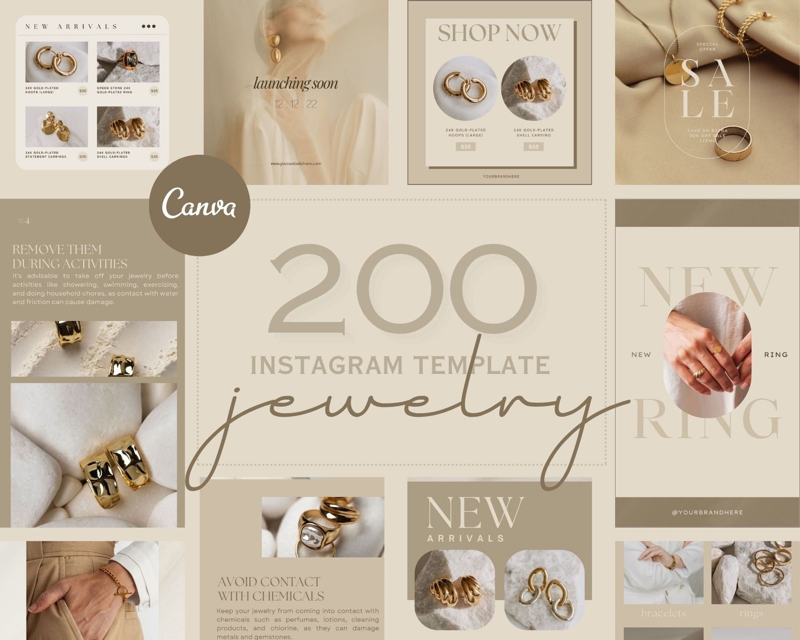 Jewelry Instagram Templates: 200 Canva Social Media Posts - Etsy